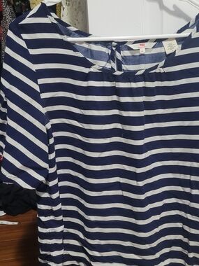 Levi's Navy & White Striped Short Sleeve Top